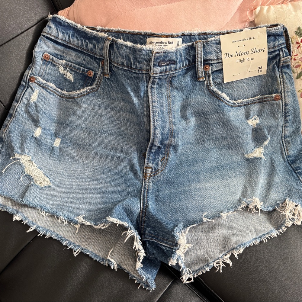 Abercrombie & Fitch Distressed Blue Jean Shorts